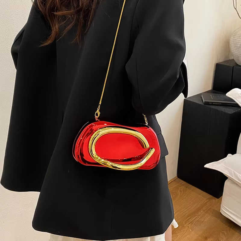 Boîte de fermeture en or pochette femmes soirée de mariage mignon sac à main sac