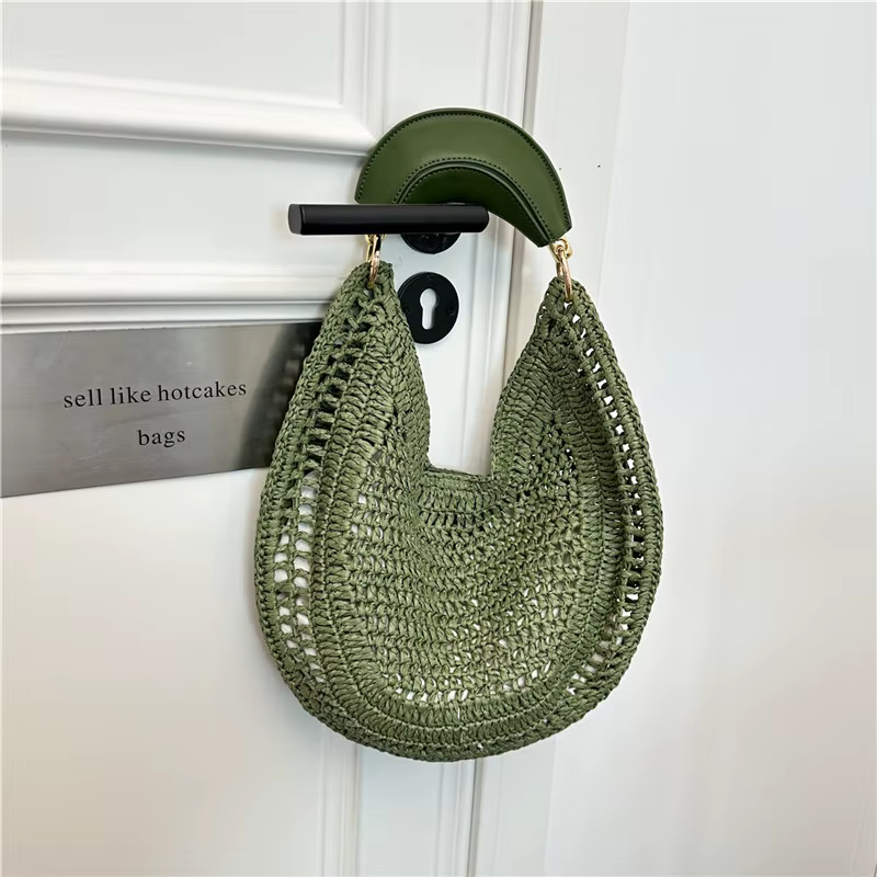 Sac fourre-tout bohème en paille tressée pour femme