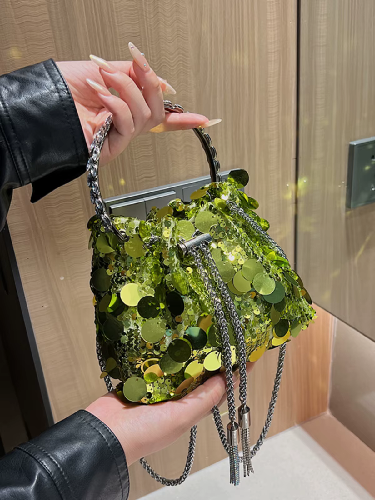JOTassel-Sac à bandoulière à paillettes pour femme