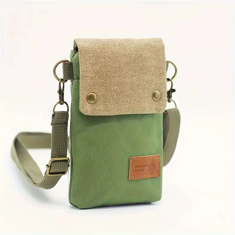 Mini tissu couleur contraste bandoulière sac de téléphone portable femmes petit Simple Vintage épaule sac