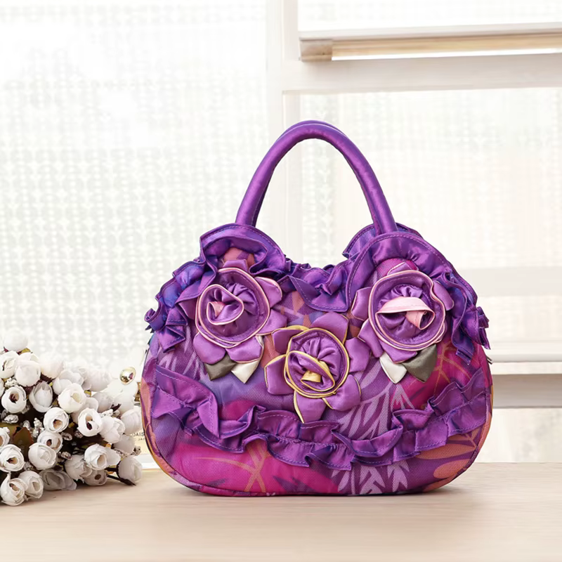 Sac de soirée pour femmes - sac à fermeture éclair avec motif floral brodé