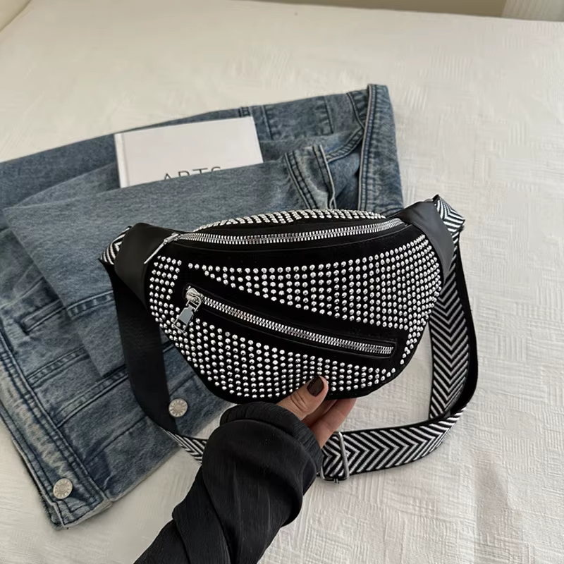 Sacs à bandoulière cloutés en strass pour dames