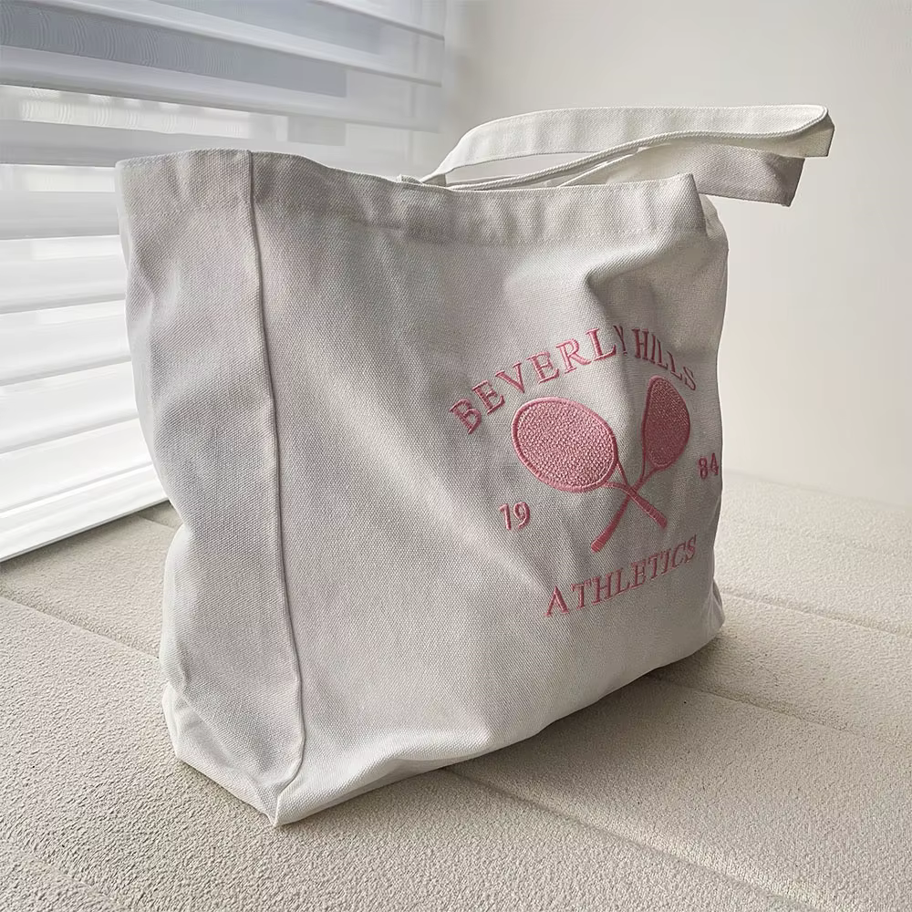 Sac à provisions en toile brodée pour femme