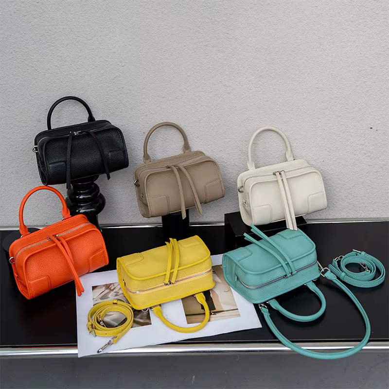 Sac Boston Mini en Cuir de Vachette Véritable pour Femme