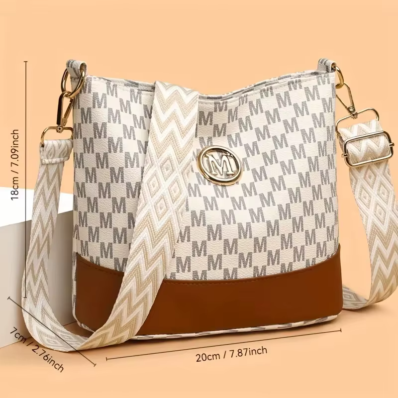 Sac à bandoulière élégant pour femme avec badge « M »