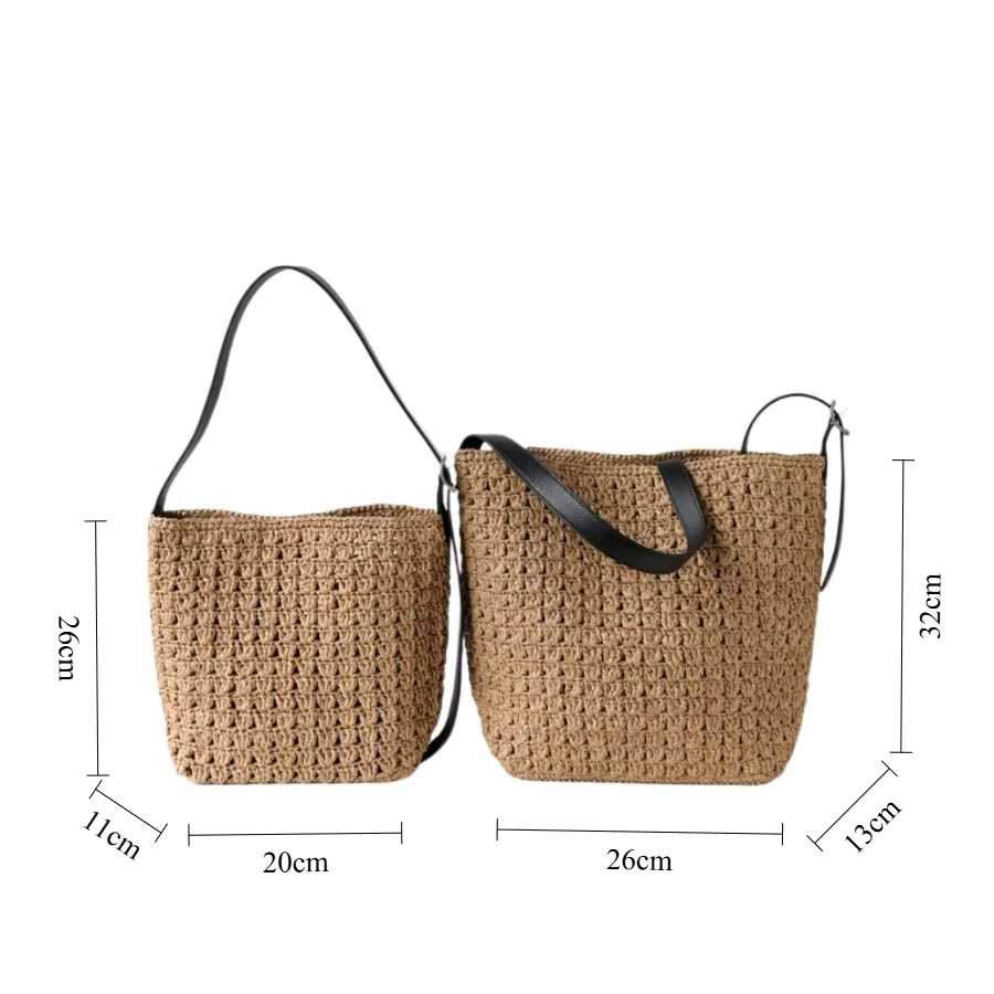 Sac à bandoulière en raphia tressé bohème pour femme
