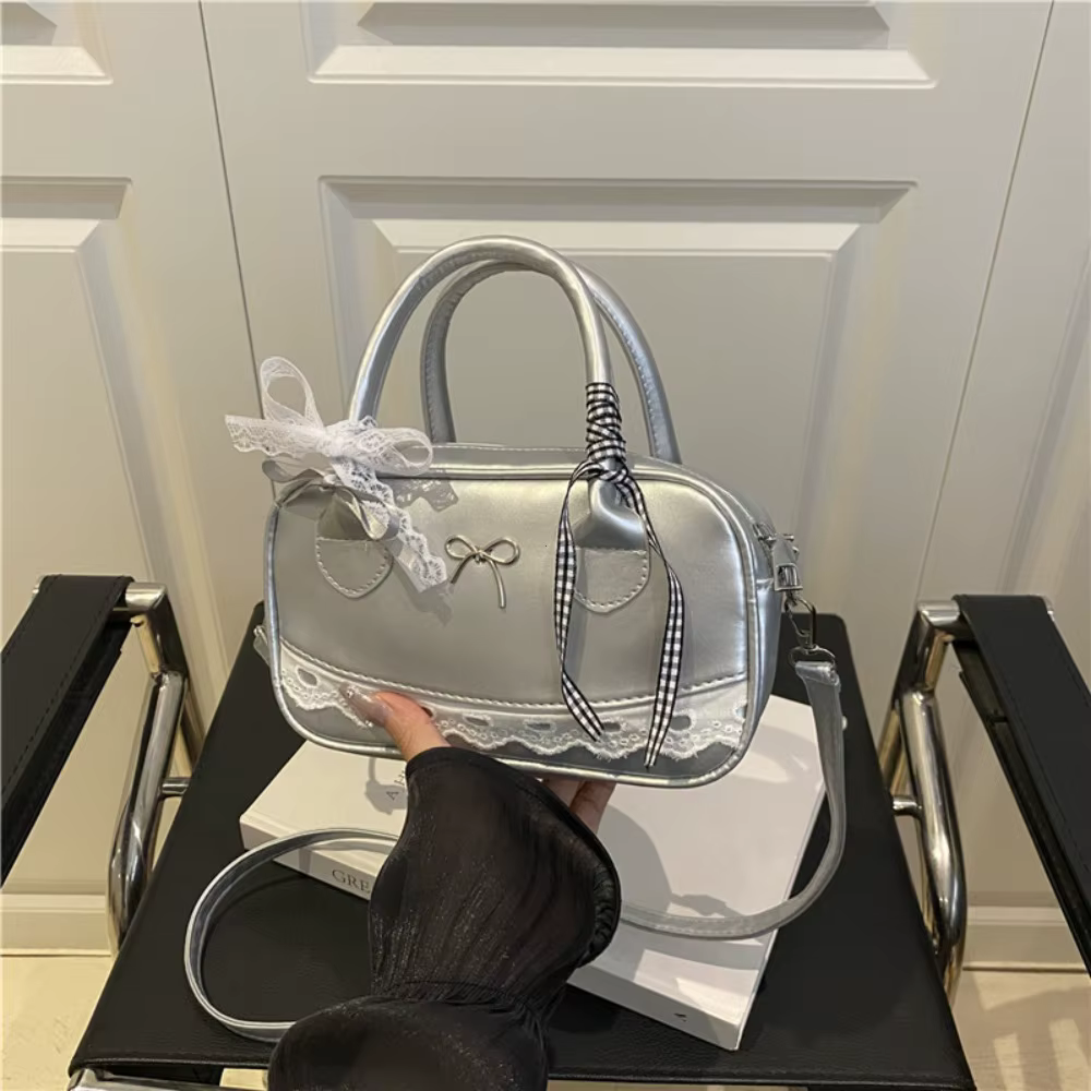 Sac à main élégant et simple, sac à bandoulière Boston, sac à bandoulière avec nœud en dentelle, petit sac carré, sac décontracté 2026