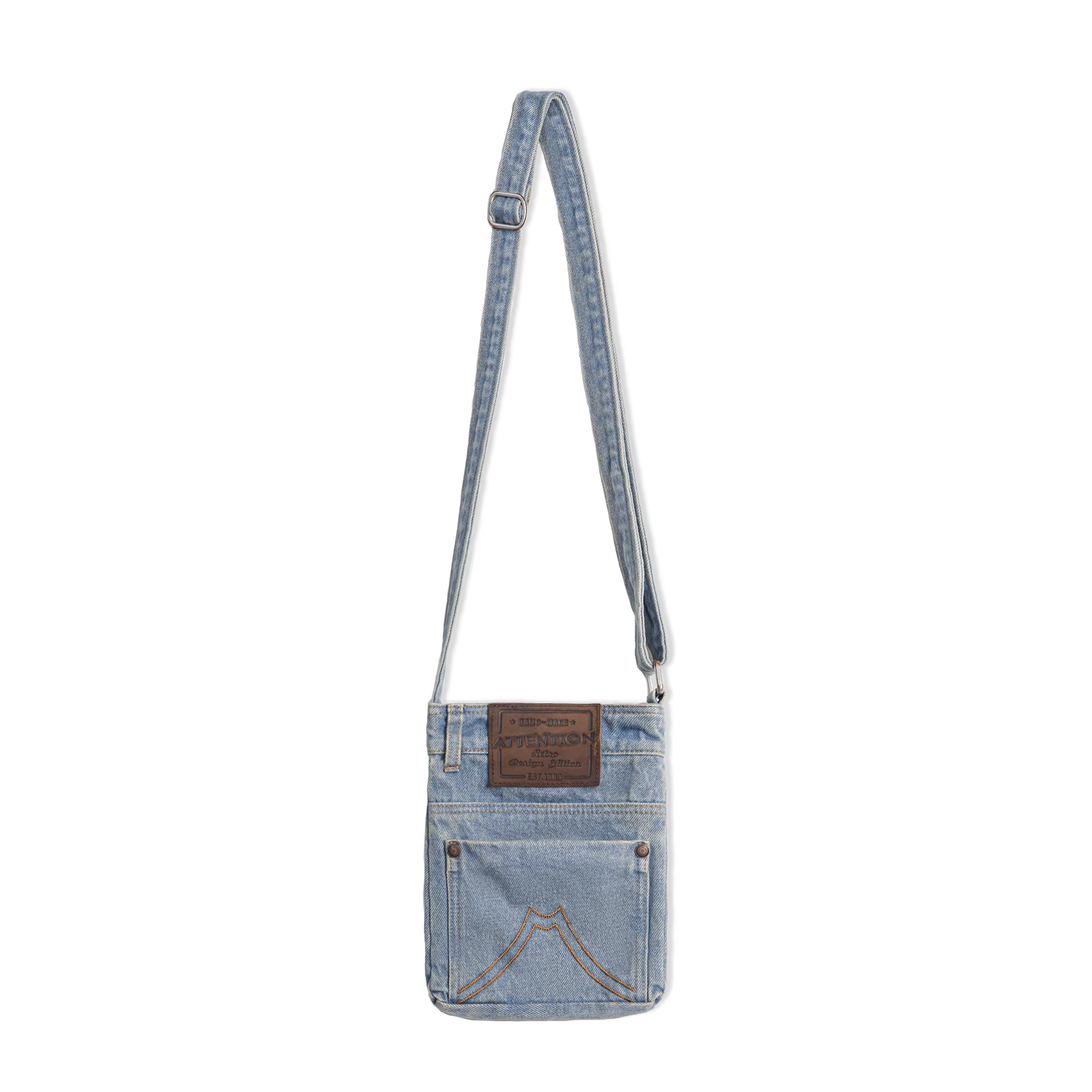 Sac bandoulière en toile denim bleu délavé Maden