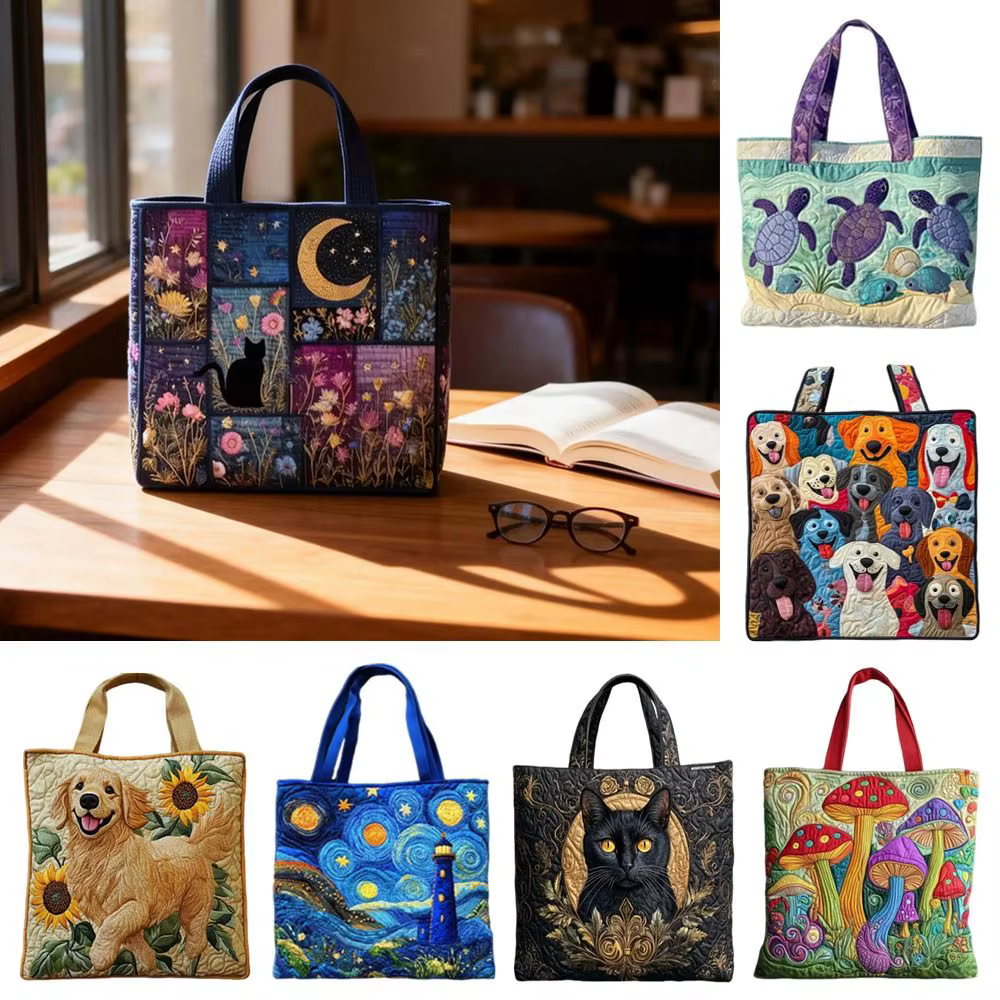 Sac fourre-tout matelassé vintage à motifs imprimés en 3D