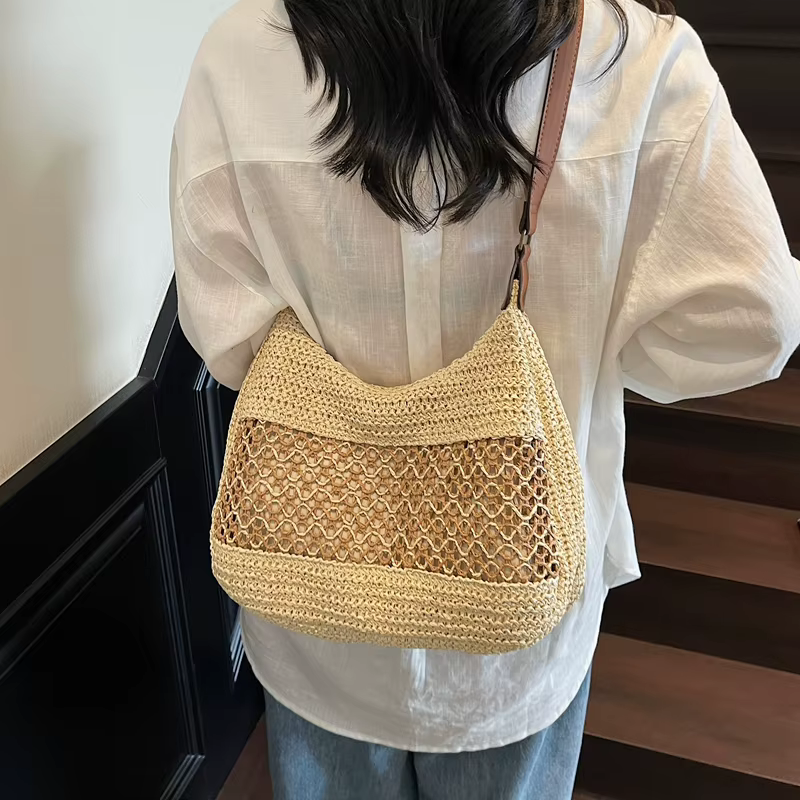 Sac fourre-tout en paille grande capacité