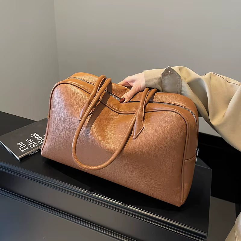 Sac fourre-tout rétro style universitaire grande capacité pour femme