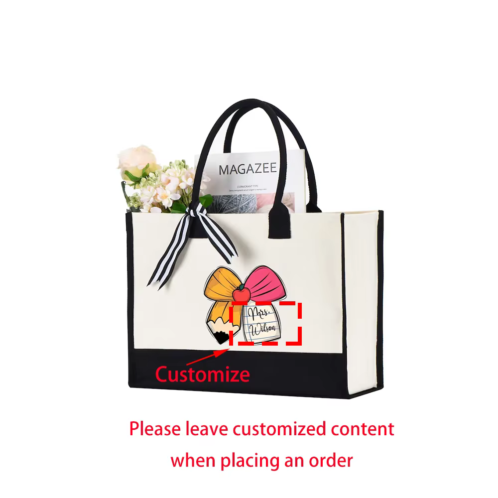 Sac fourre-tout personnalisé avec nom de l'enseignant