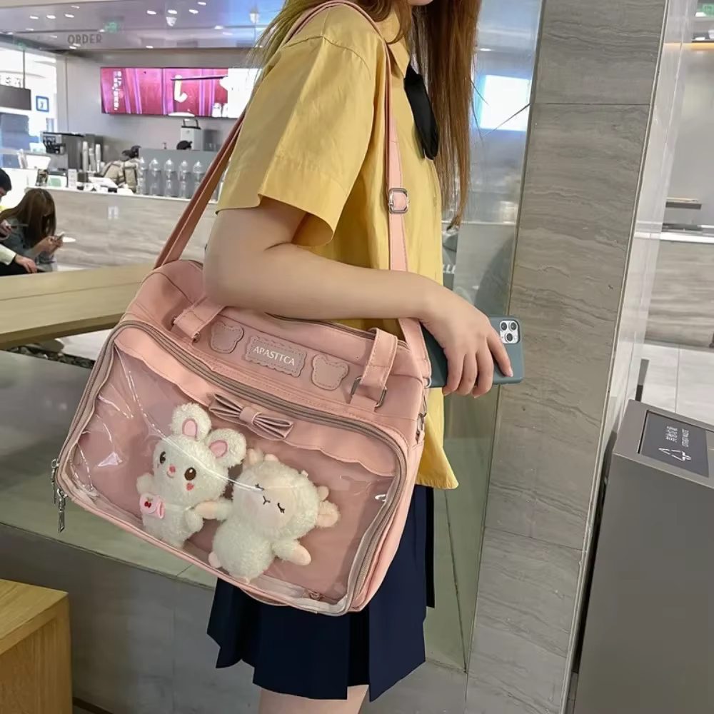 Japonais mignon Transparent toile Itabag mode filles un sac à bandoulière étudiant personnalité sac