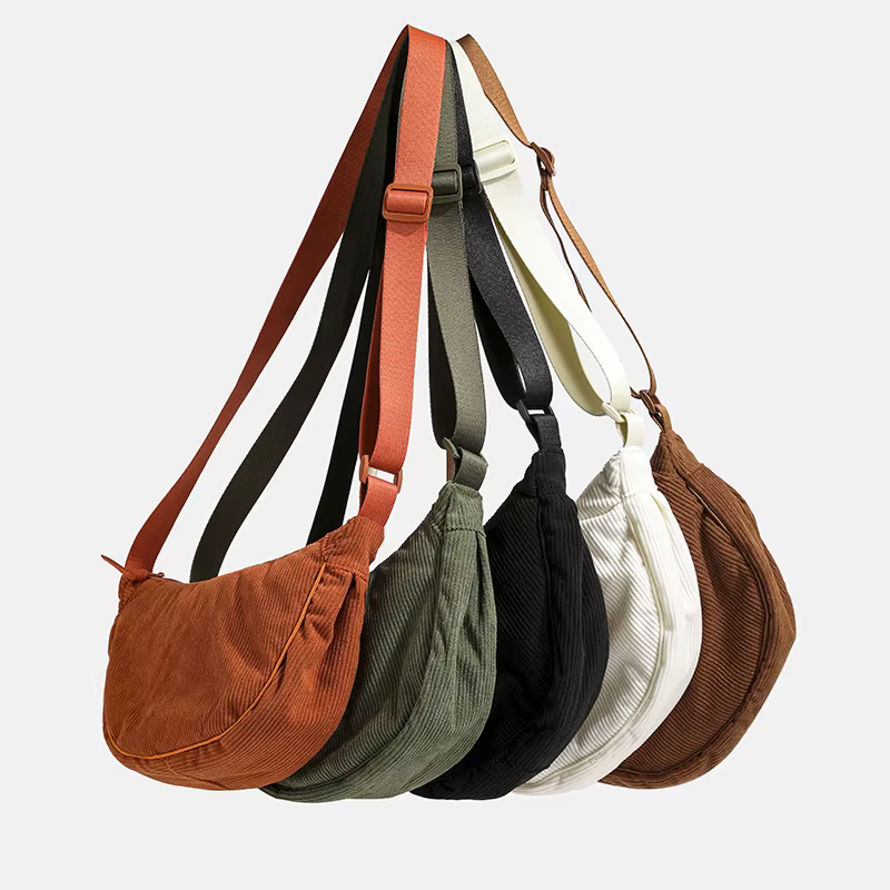 Sac à bandoulière Hobos en velours côtelé pour femmes