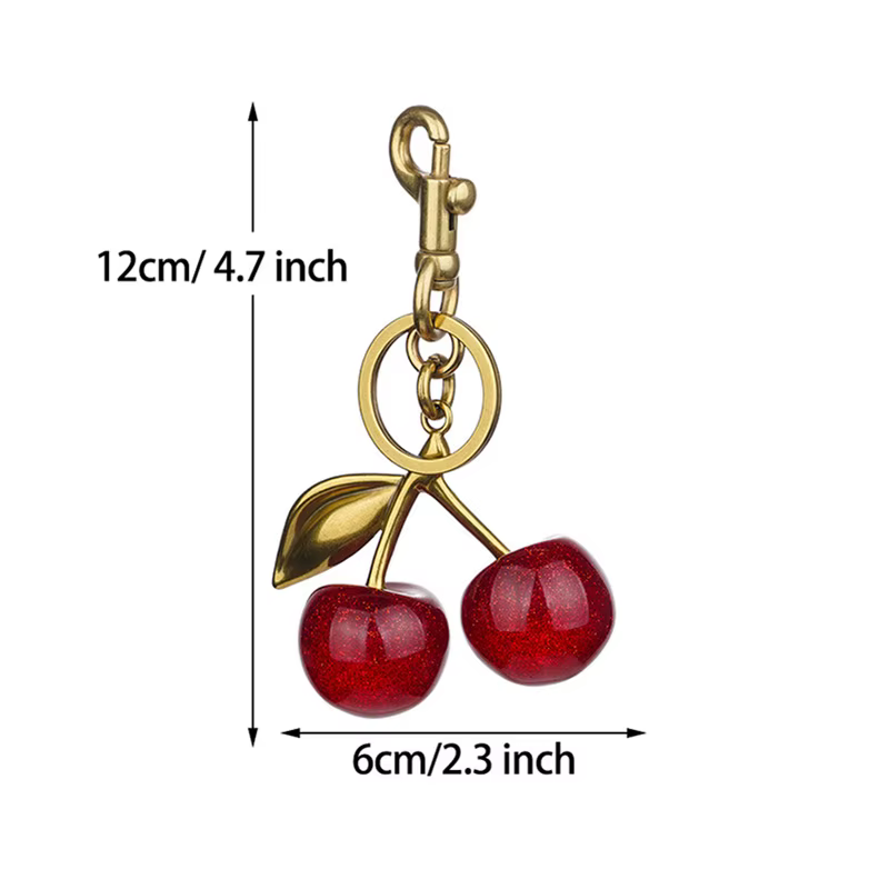 Porte-clés pendentif de sac à main à breloque cerise pour femmes