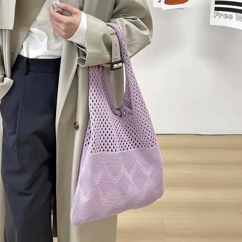 Sac fourre-tout vintage chic en fil tissé avec intérieur spacieux