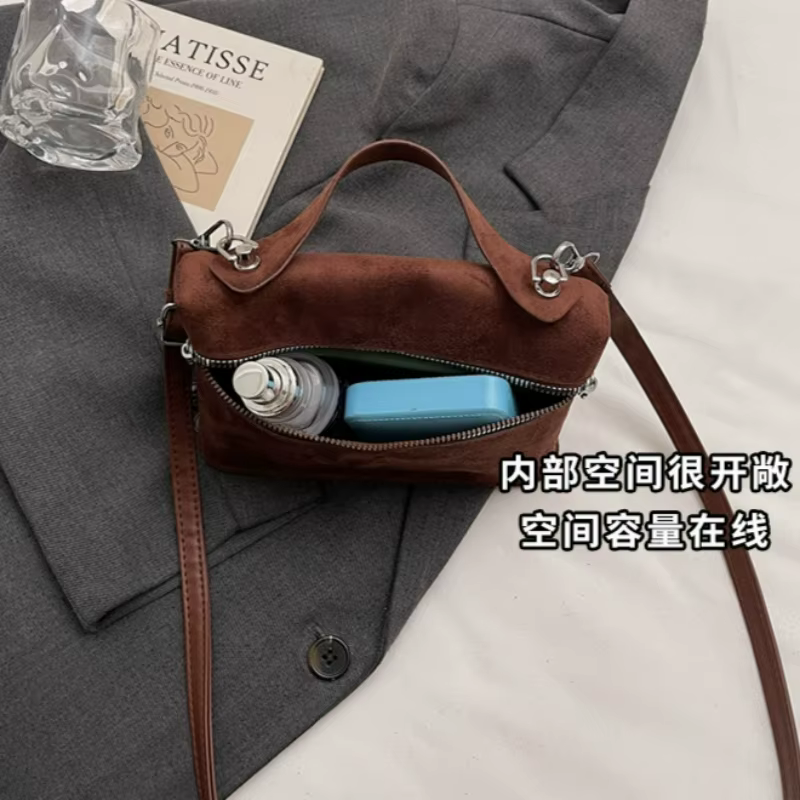 Sac à bandoulière polyvalent en daim de luxe pour femmes