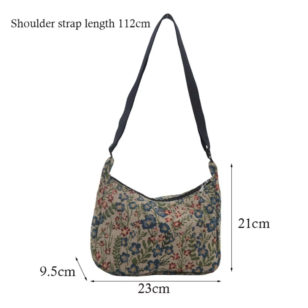 Sac à bandoulière Vintage décontracté motif imprimé demi-lune forme sac