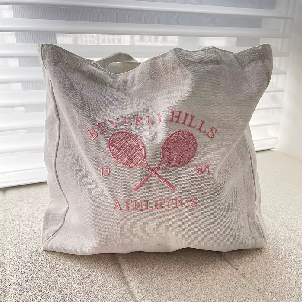 Sac à provisions en toile brodée pour femme