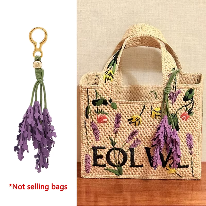 Breloque de sac en cuir lavande pour femmes
