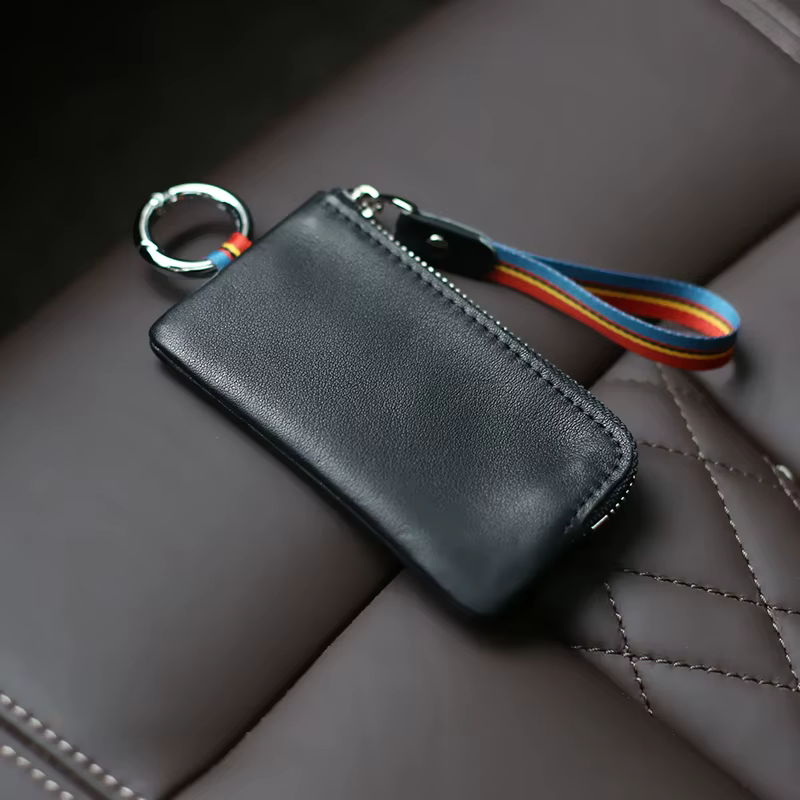 Mini sac à main pour hommes portefeuille femmes en cuir véritable fermeture éclair marque courte dame petit étui à clés