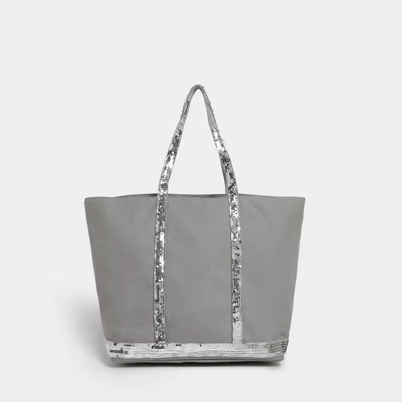Sac fourre-tout zippé en toile à paillettes