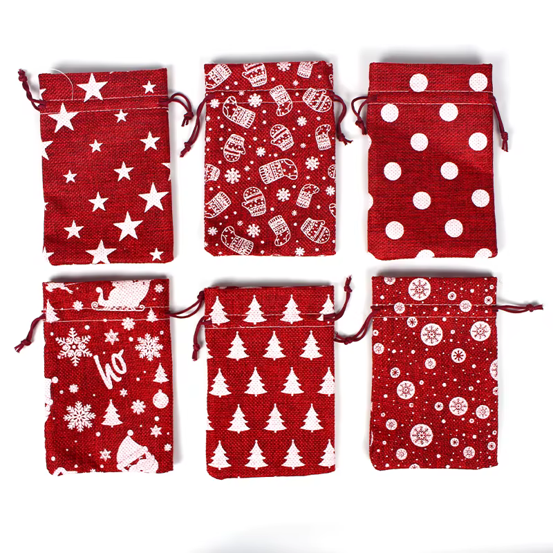 Sacs de noël en Jute 10 pièces/lot