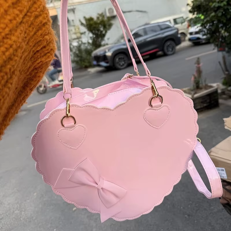Sacs à main Lolita en forme de cœur en PU pour filles