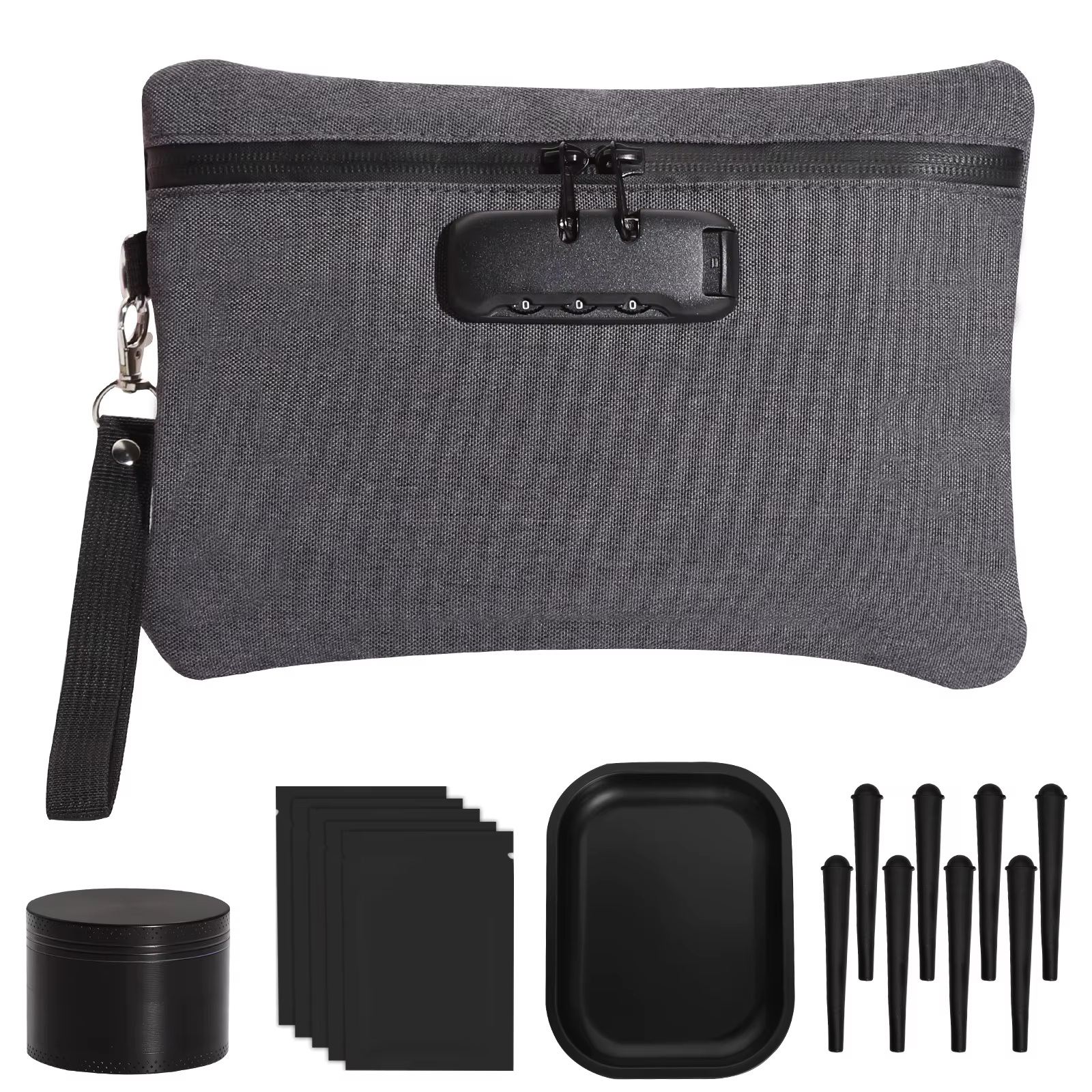 Pochette de poche à rayures zèbre avec fermeture éclair et serrure