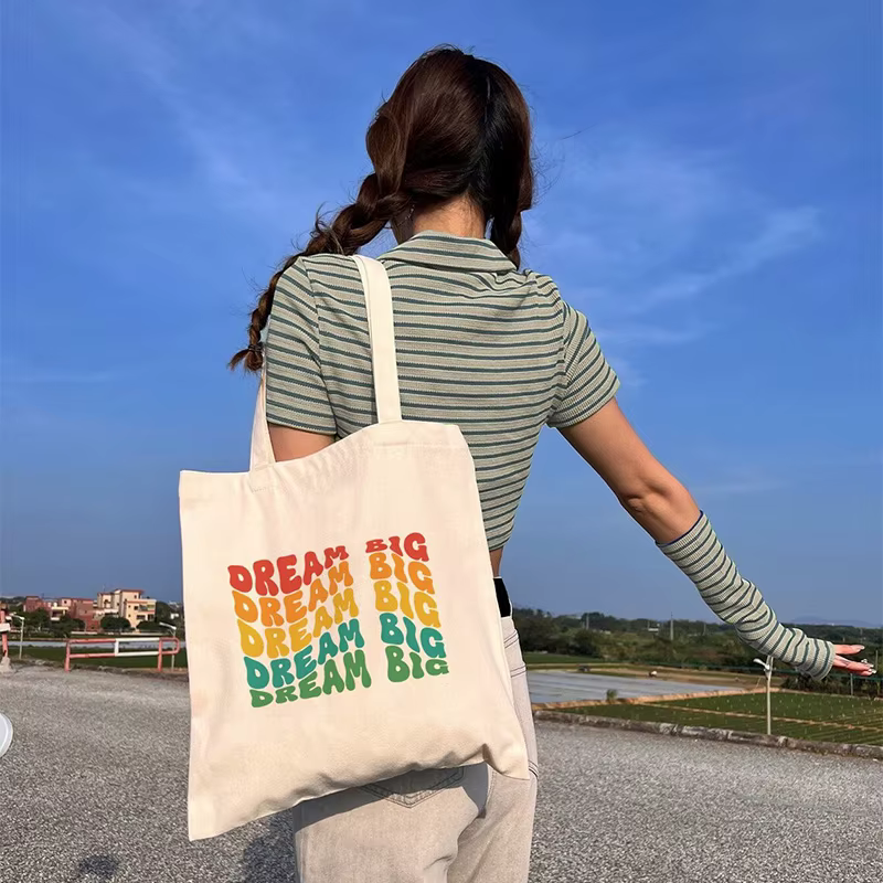 Sac fourre-tout en toile rétro esthétique blanche