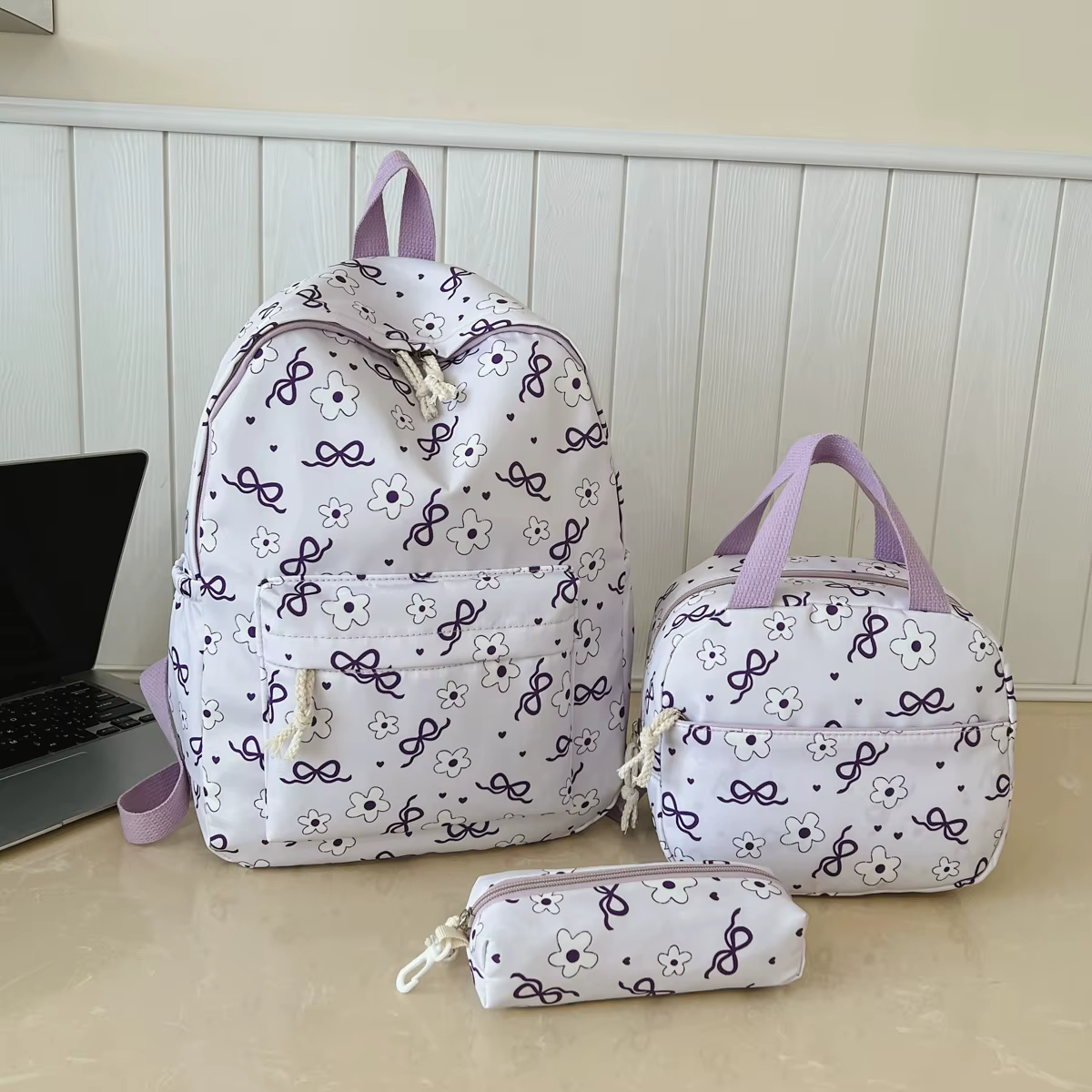 Sac à dos imprimé fleurs avec nœud