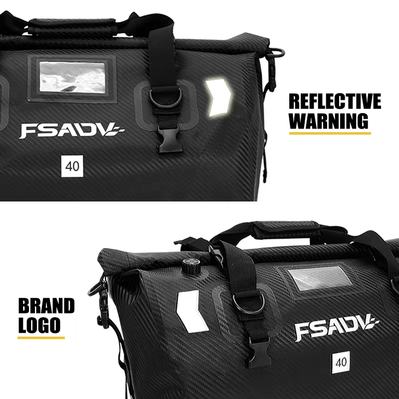 Sac arrière étanche noir carbone pour moto
