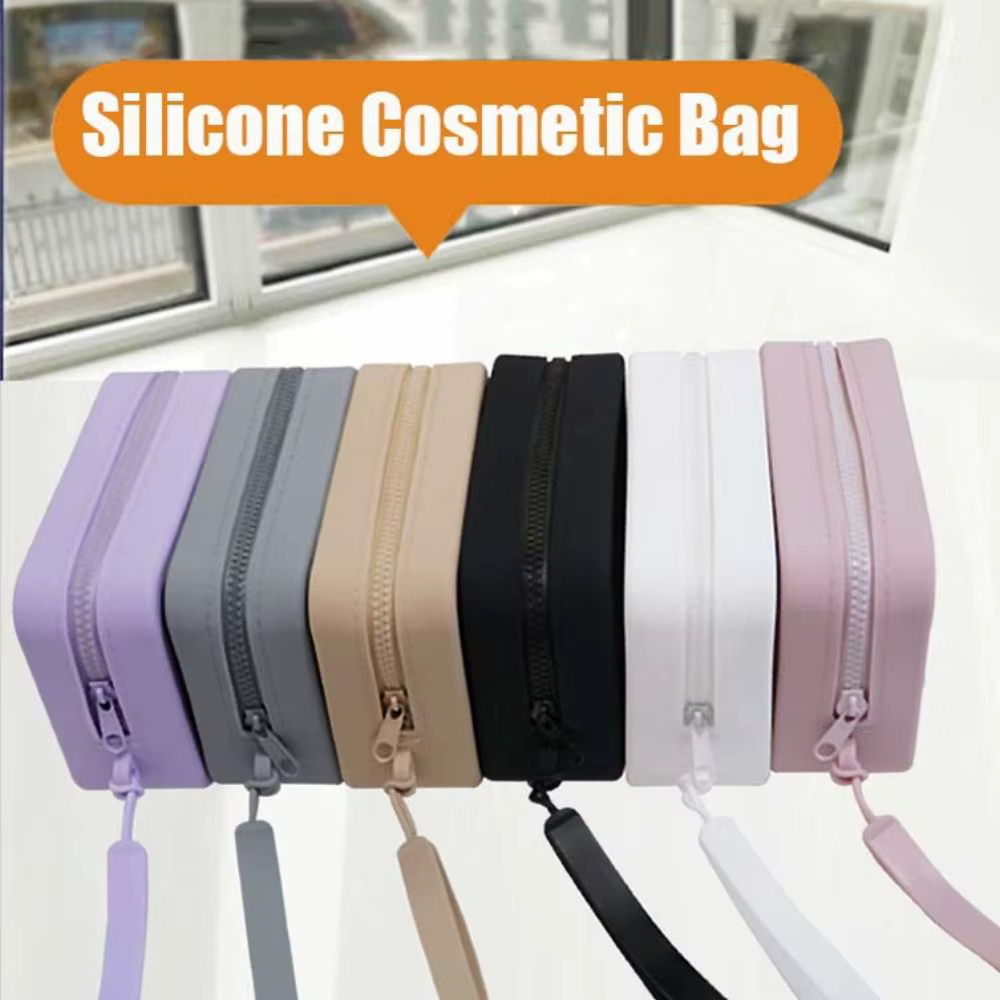 Morandi couleur Silicone sac cosmétique porte-monnaie grande capacité multifonction sac de rangement Rectangle