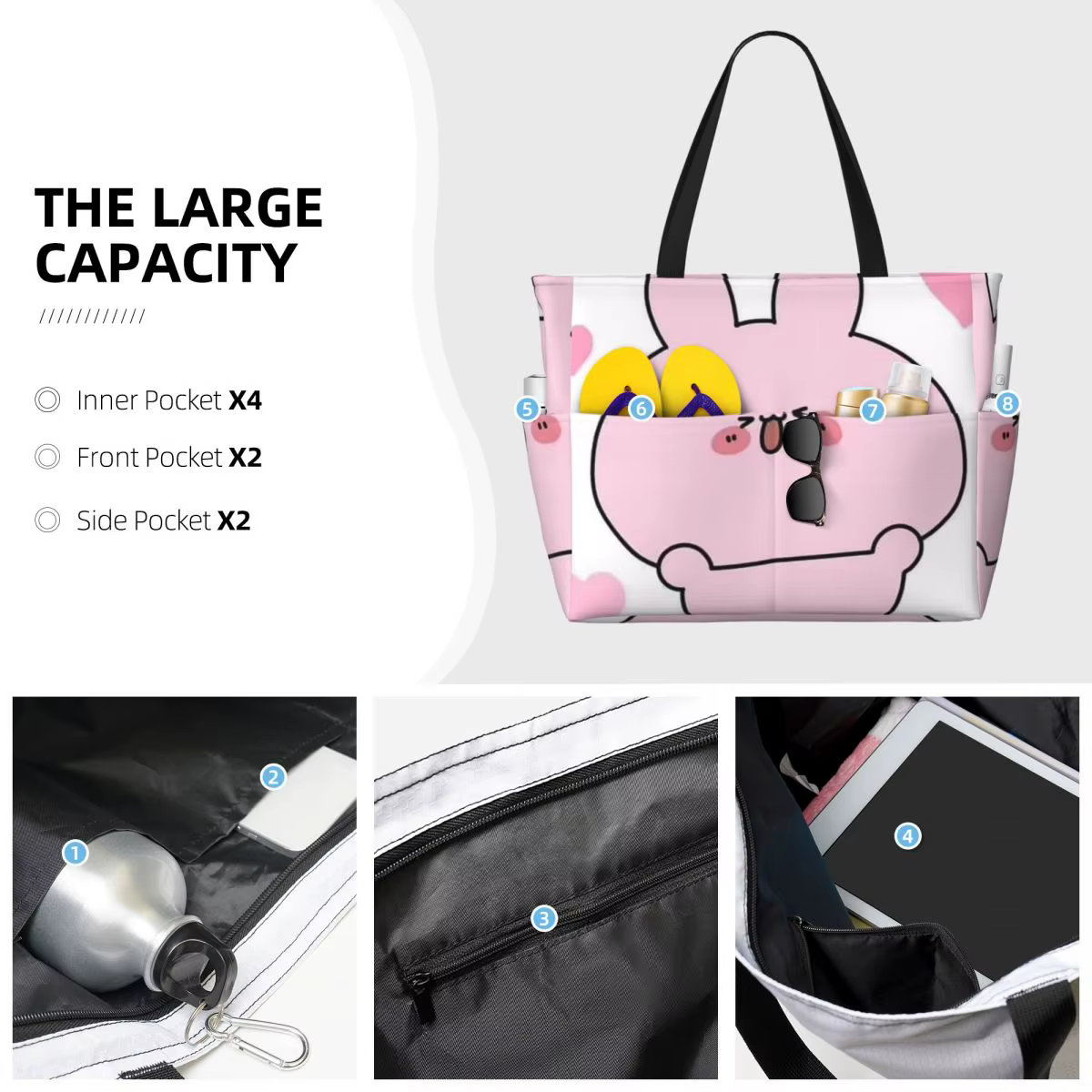 Sac fourre-tout de plage Fun Asamimichaan Cute Asamimi
