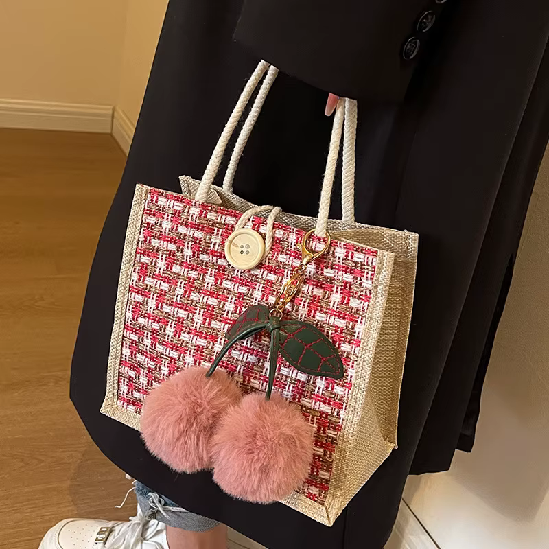 Sac à main en lin tissé pour dames