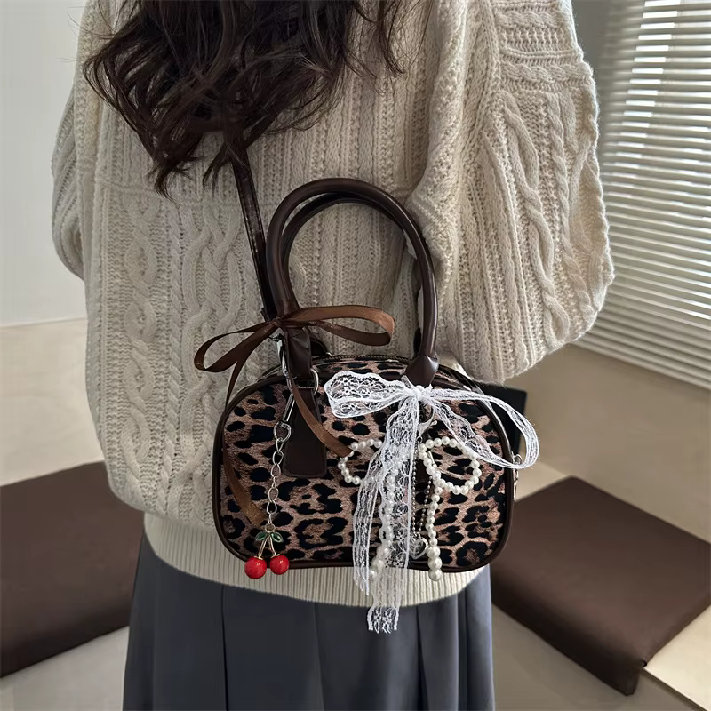 Sacs à bandoulière en PU léopard vintage pour femmes