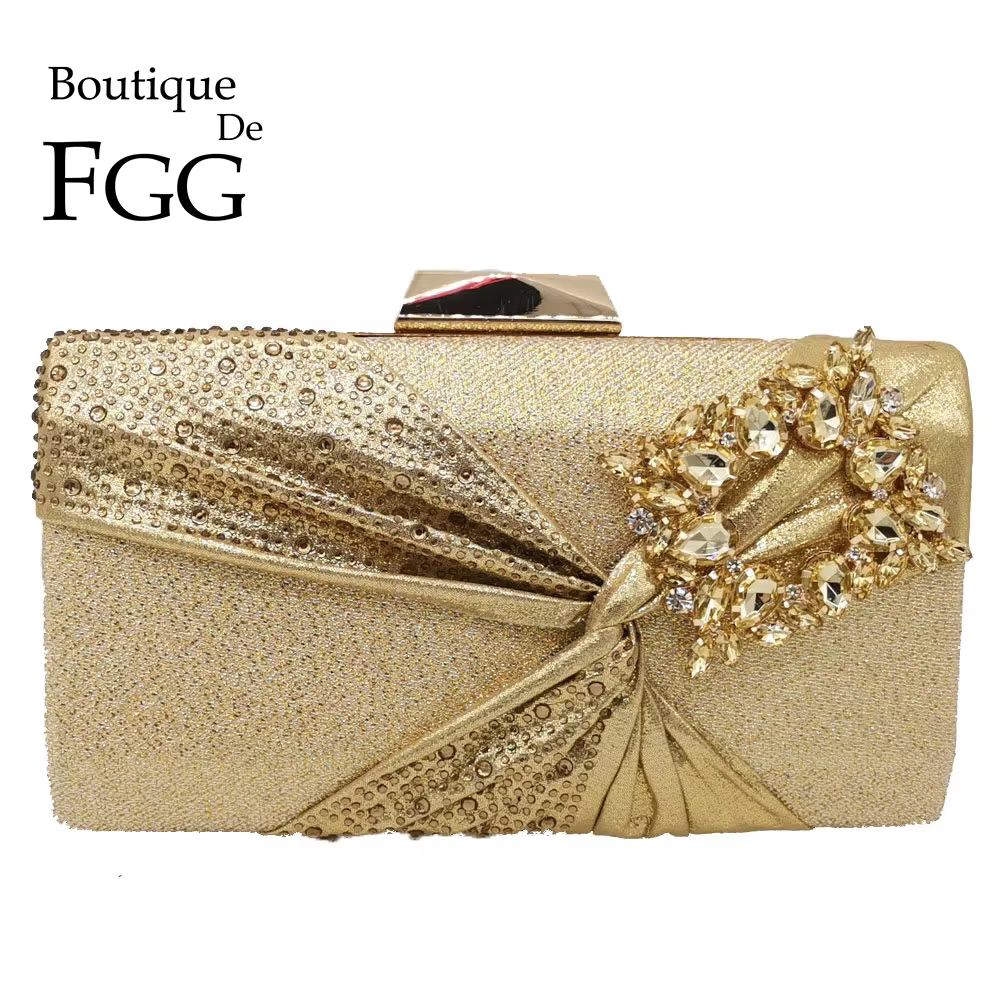 Boutique De FGG doré brillant paillettes nœud pochette pour femmes sac De soirée mariée diamant sacs à main mariage cristal sac fête Cocktail sac