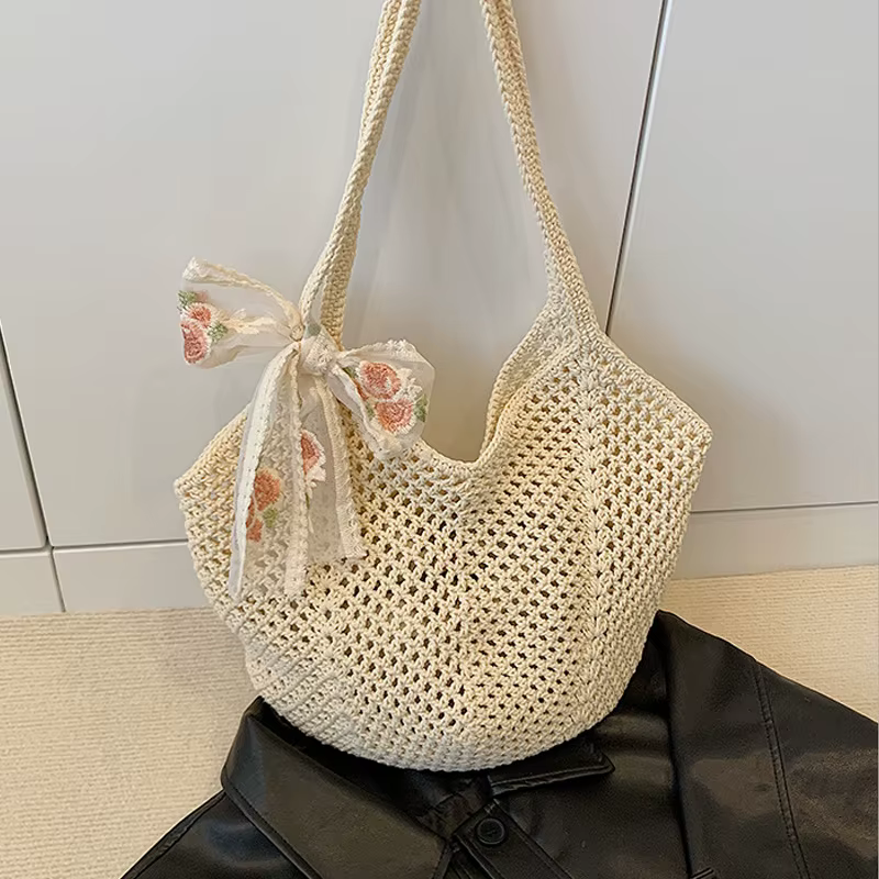 Sac fourre-tout d'été en dentelle avec nœud pour femme