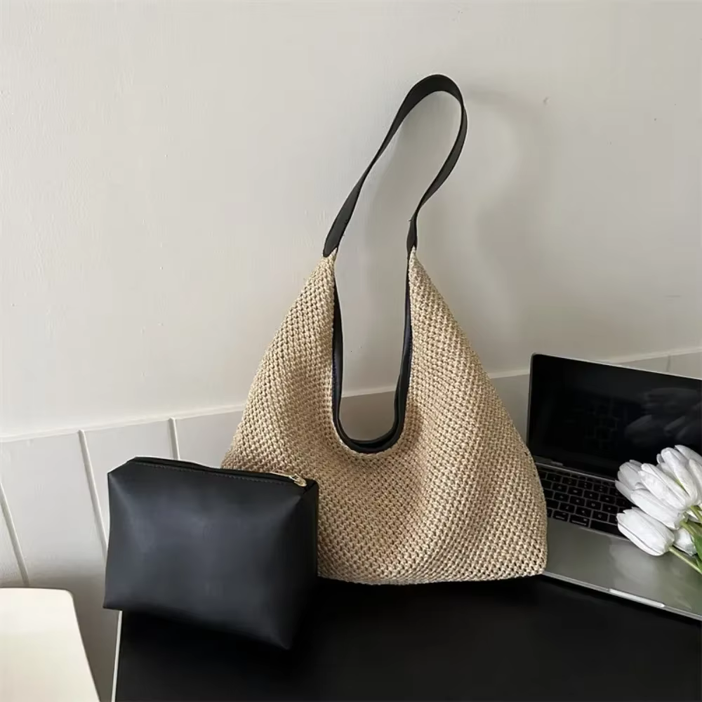 Sac de plage de voyage en rotin tissé à la main