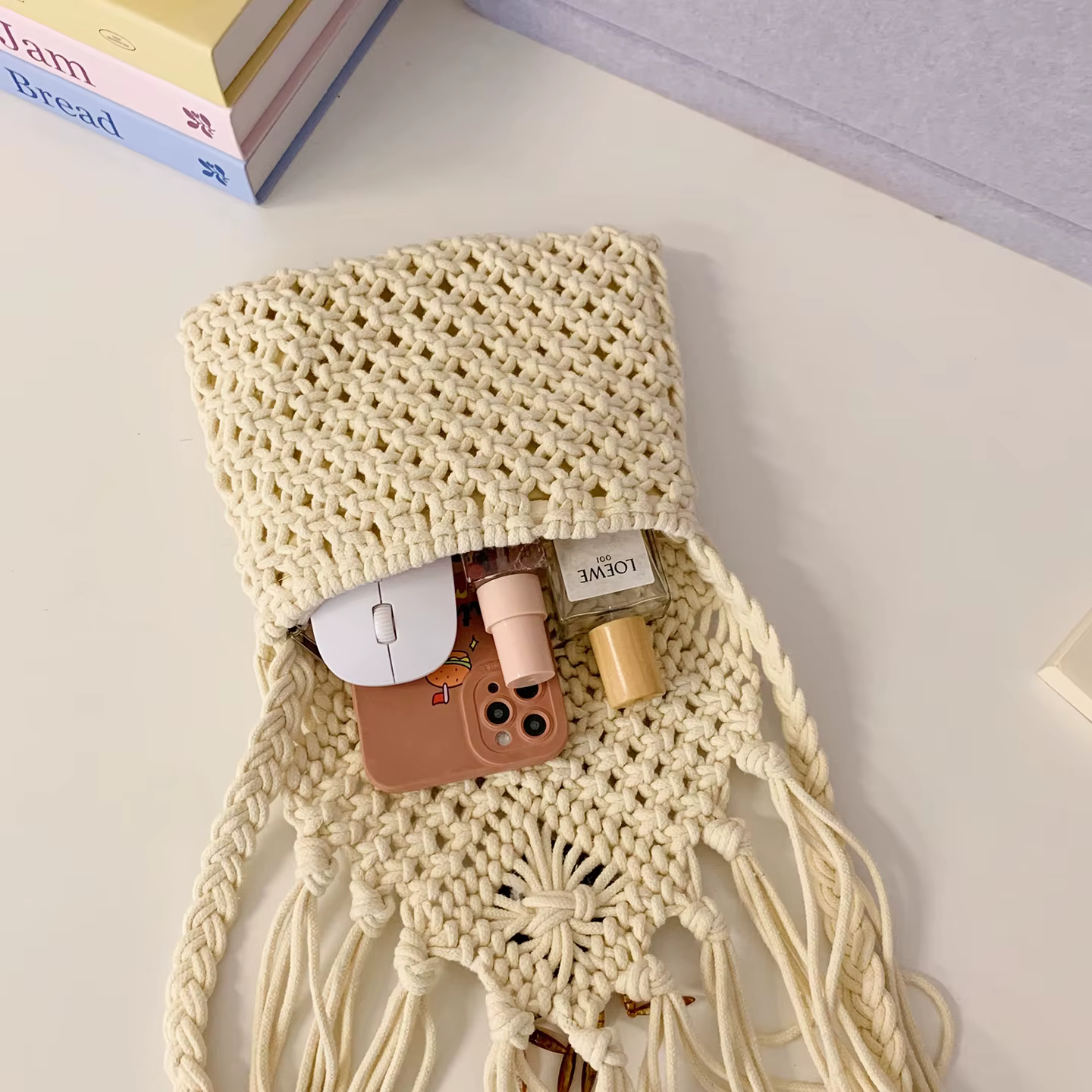 Nouveau sac bandoulière bohème en macramé pour femme