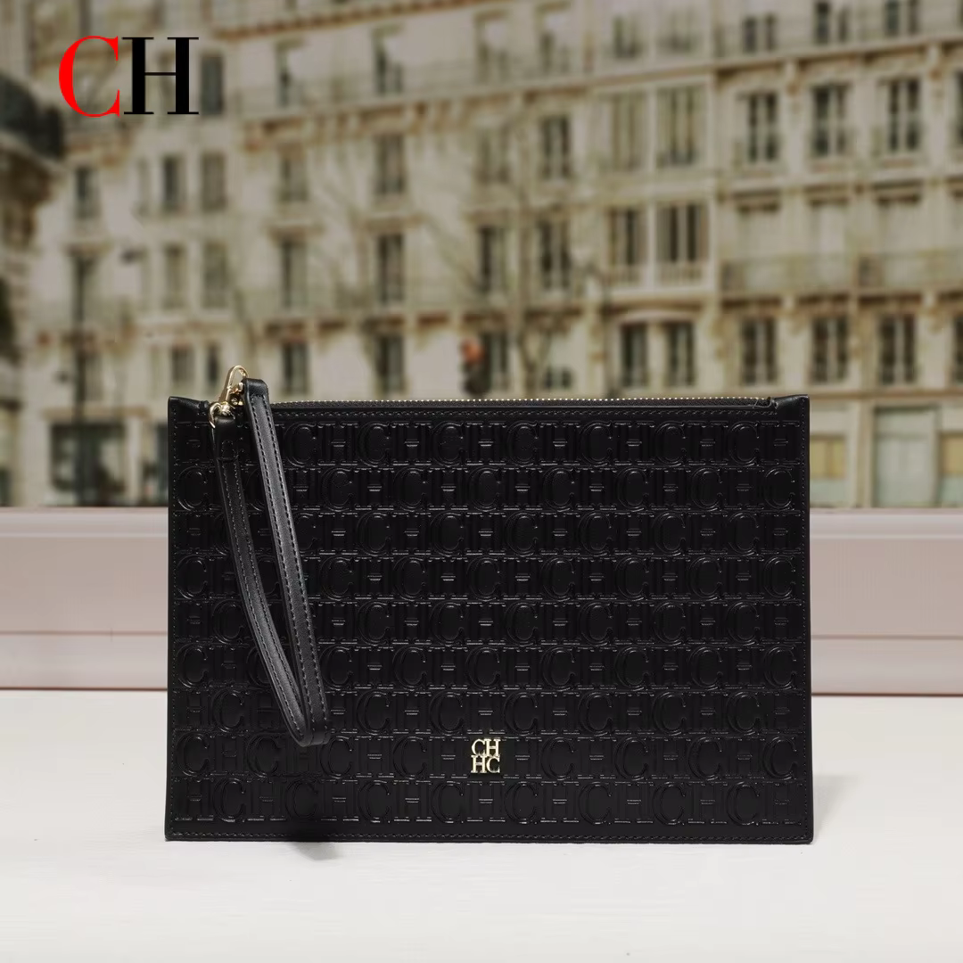 Pochette CH pour femme en cuir PU gaufré monogramme