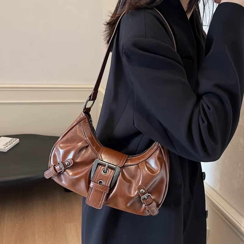 Y2K – sac à bandoulière Hobo plissé rétro pour femmes