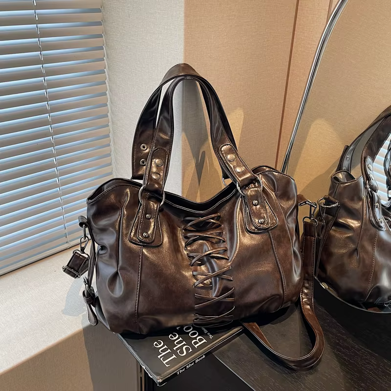 LEFTSIDE – sac à bandoulière Vintage en cuir marron pour femmes