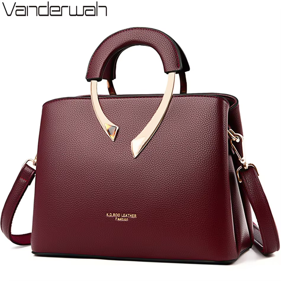 VANDERWAH véritable haute qualité en cuir Pu fourre-tout décontracté sacs à main de luxe femmes