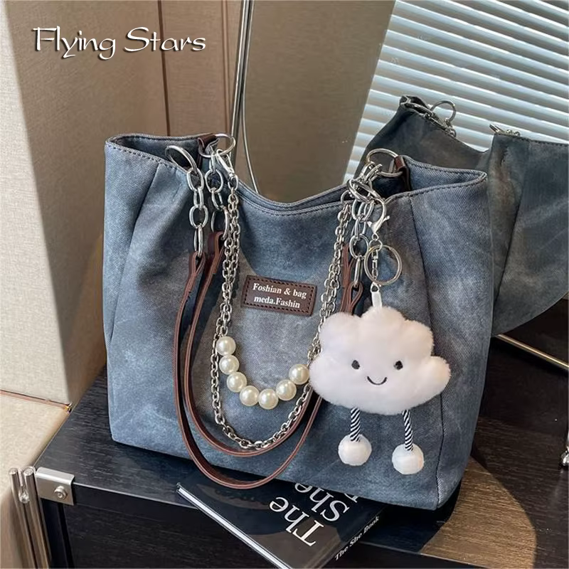 Sac fourre-tout en denim pour jeunes femmes