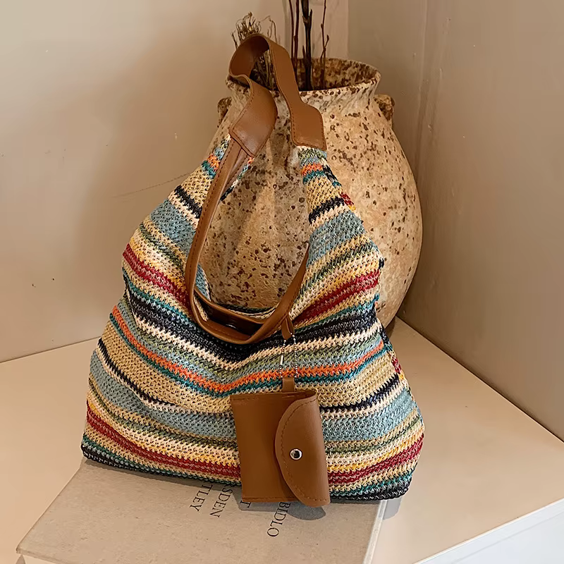Sac fourre-tout tissé à la main grande capacité pour femme