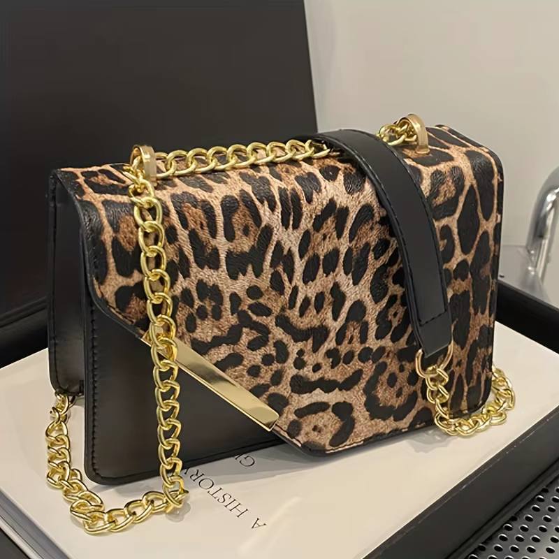 Sac à bandoulière pour femme à imprimé léopard