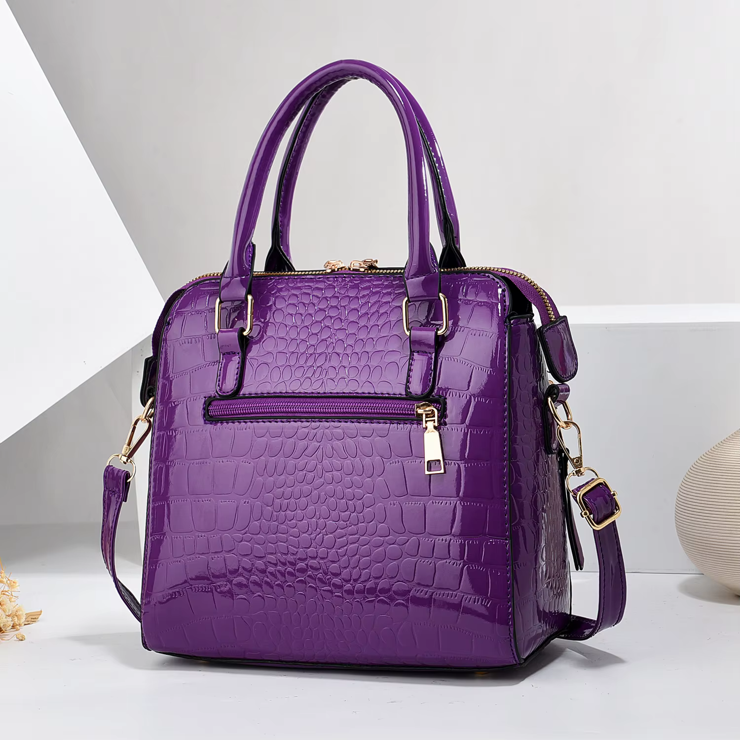 Luxueux sac à main fourre-tout en relief crocodile – Sac