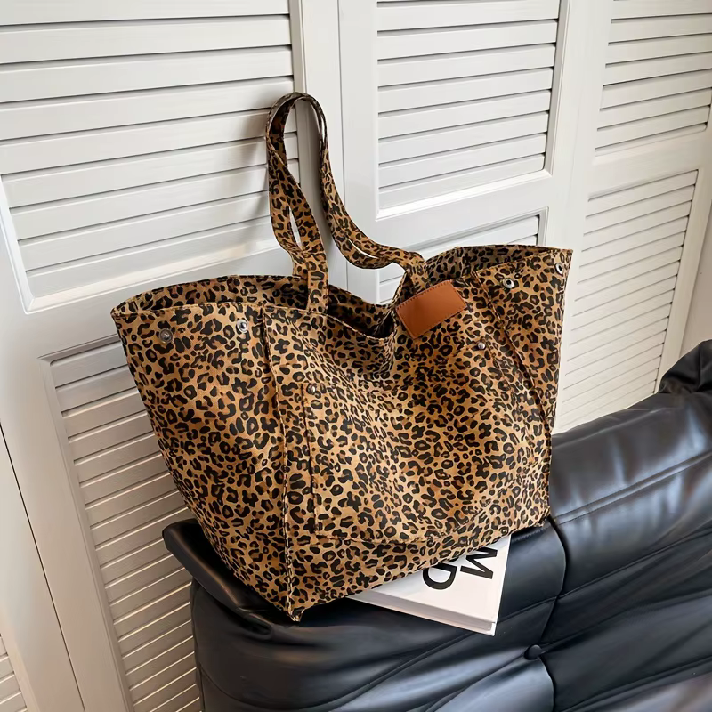 Sac fourre-tout élégant imprimé léopard pour femmes