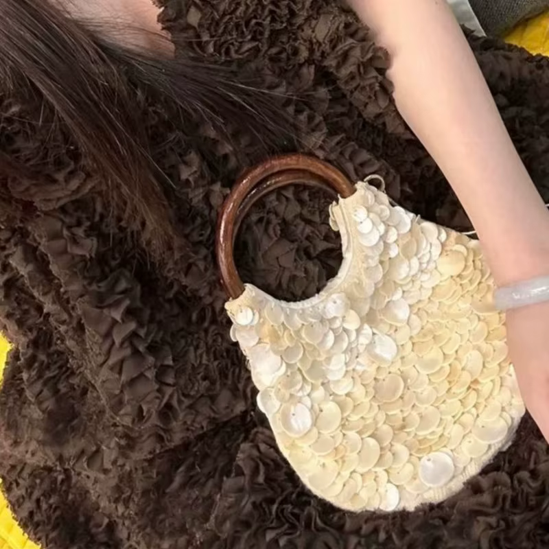 Sac à main à poignée supérieure en bois pour femmes